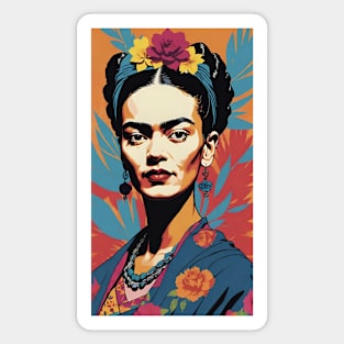 Frida's Radiant Reverie: Colorful Portrait Magnet